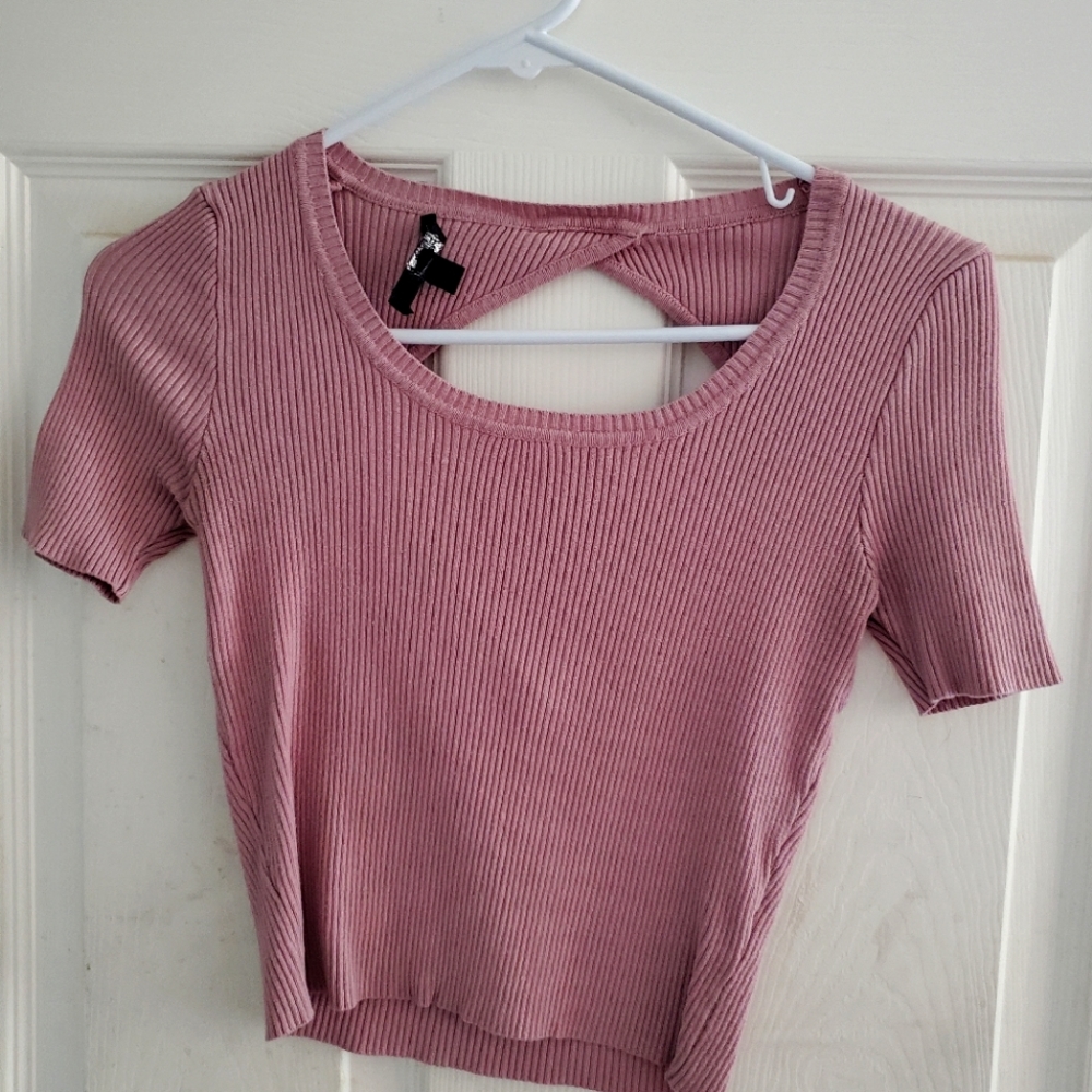 Papaya mauve ribbed Crop top